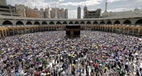 (FILES) In this file photo Muslim pilgrims perform the final walk around the Kaaba (Tawaf al-Wadaa), Islam's holiest shrine, at the Grand Mosque in Saudi Arabia's holy city of Mecca on August 13, 2019. - Saudi Arabia on April 9, 2022 said it will permit one million Muslims from inside and outside the country to participate in this year's hajj, a sharp uptick after pandemic restrictions forced two years of drastically pared-down pilgrimages. (Photo by Abdel Ghani BASHIR / AFP)